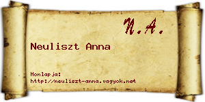 Neuliszt Anna névjegykártya